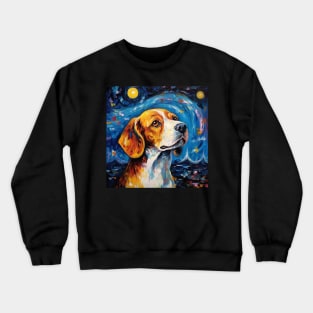 Beagle Portrait Painting in "The Starry Night" style Crewneck Sweatshirt